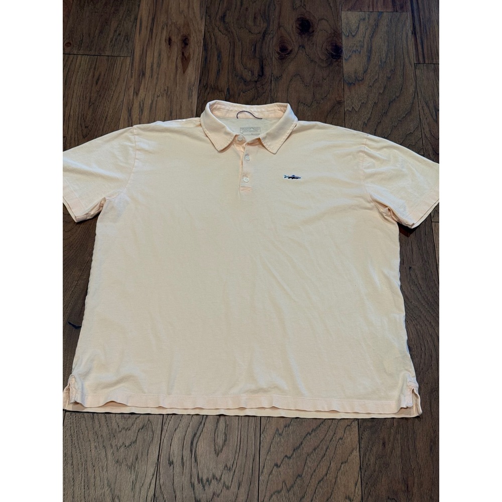 Patagonia Mens Peach Trout Logo Short Sleeve Polo Shirt Size‎ XL